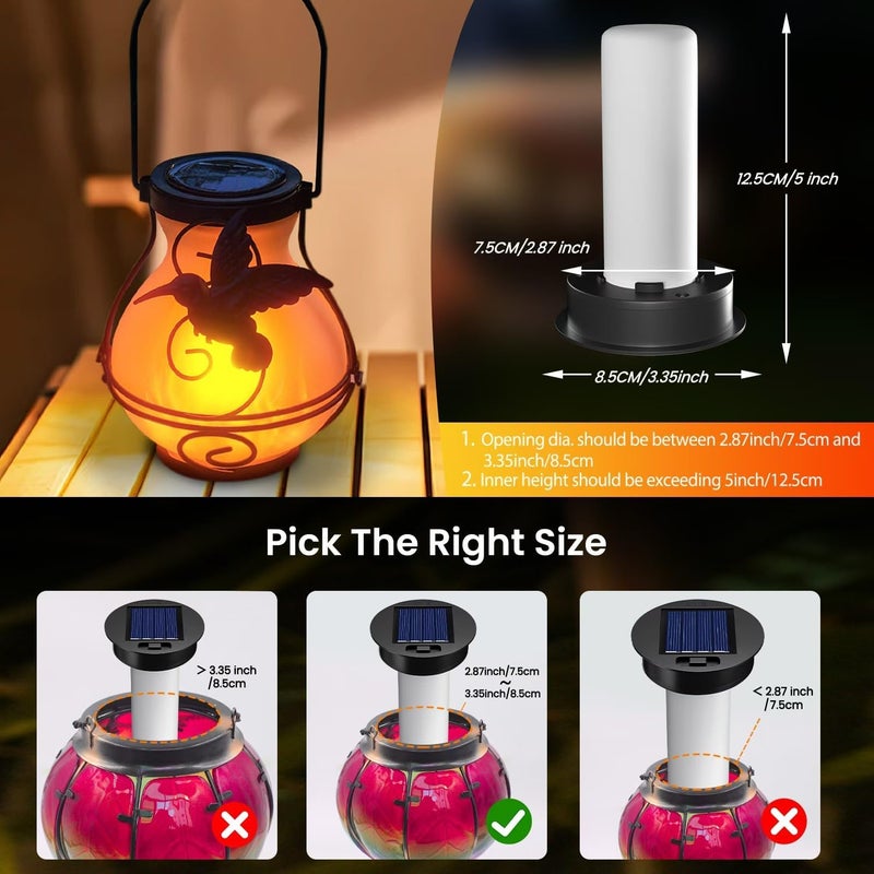 Babineto 2 Pack Replacement Solar Light Tops with Flickering Flame,Waterproof Outdoor Solar Light Parts for Lantern (Top Size 3.35 inch, Bottom Size 2.87 inch),Hot Air Balloon Lanterns Replacement Kit - Image 4